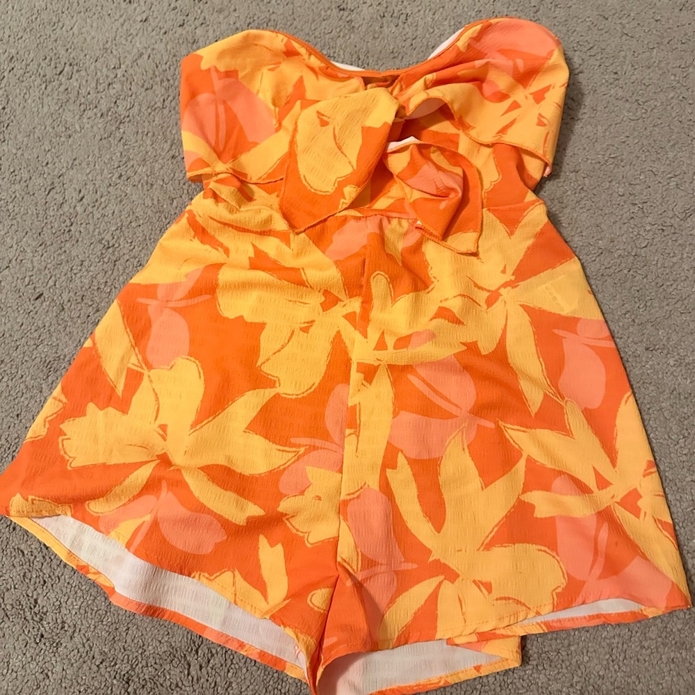 SHEIN Orange and Yellow Floral Romper